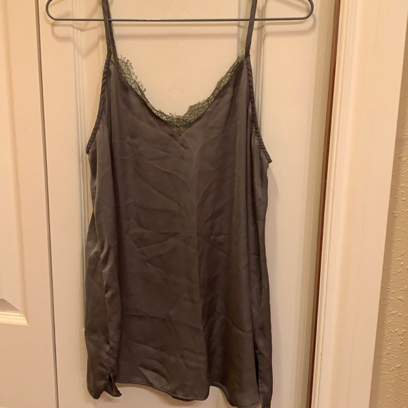 🌟 3/$20 🌟 Promod Olive satin camisole, Sz Small - Picture 1 of 4